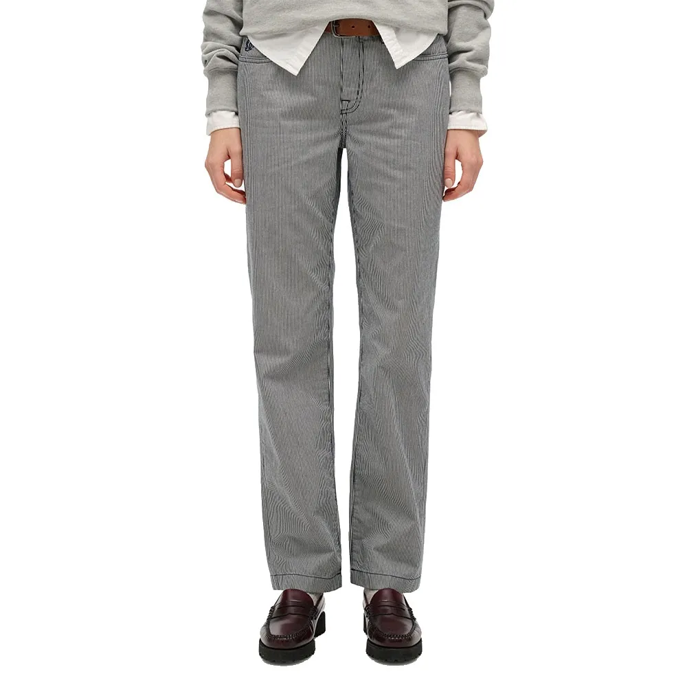 

Брюки Superdry средней посадки в прямую полоску, серый