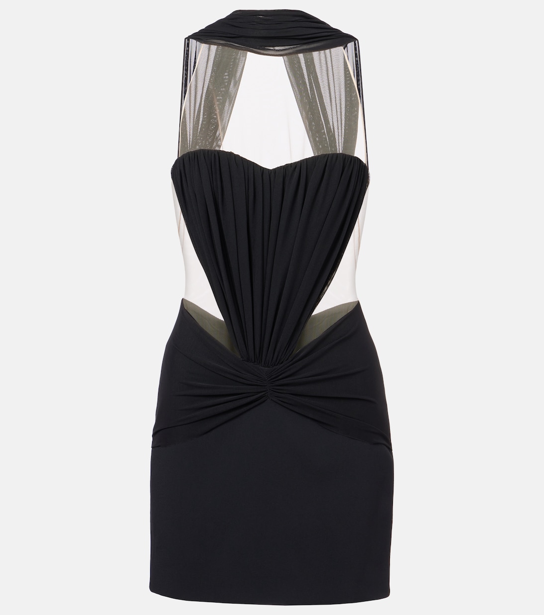 

Мини-платье с рюшами и шарфом David Koma, черный