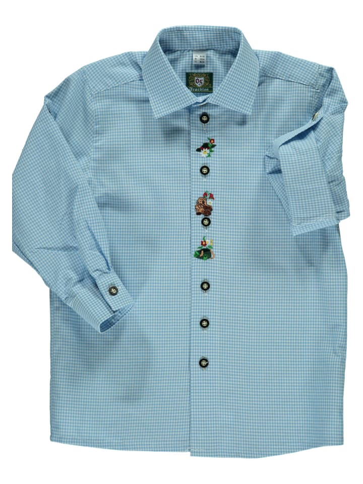 

Детская традиционная рубашка Самку светло-голубого/синего цвета OS-Trachten