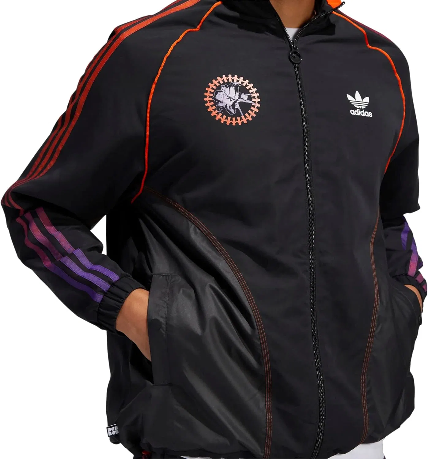 Ветровка adidas Originals HBE, Black / Collegiate Orange / White — фото 3