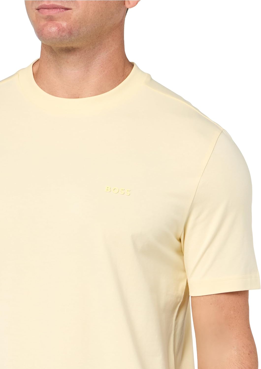 Футболка BOSS Men's Contrast Logo из хлопка и эластичного хлопка, Flan Yellow — фото 3