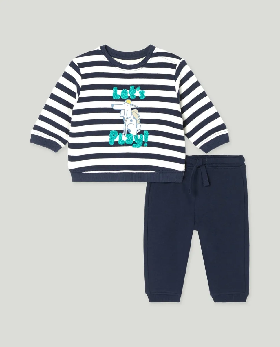

Детский комплект из 2 предметов: длинная толстовка с принтом + штаны Baby El Corte Inglés, темно-синий
