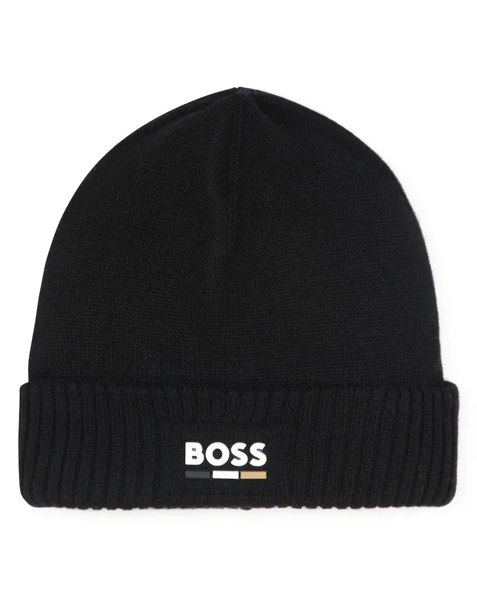 

Черная шапка для мальчика из полиэстера BOSS Kidswear