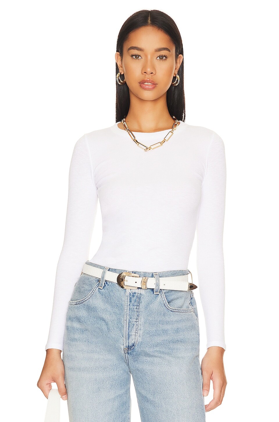 

Топ Enza Costa Textured Knit Crew, белый