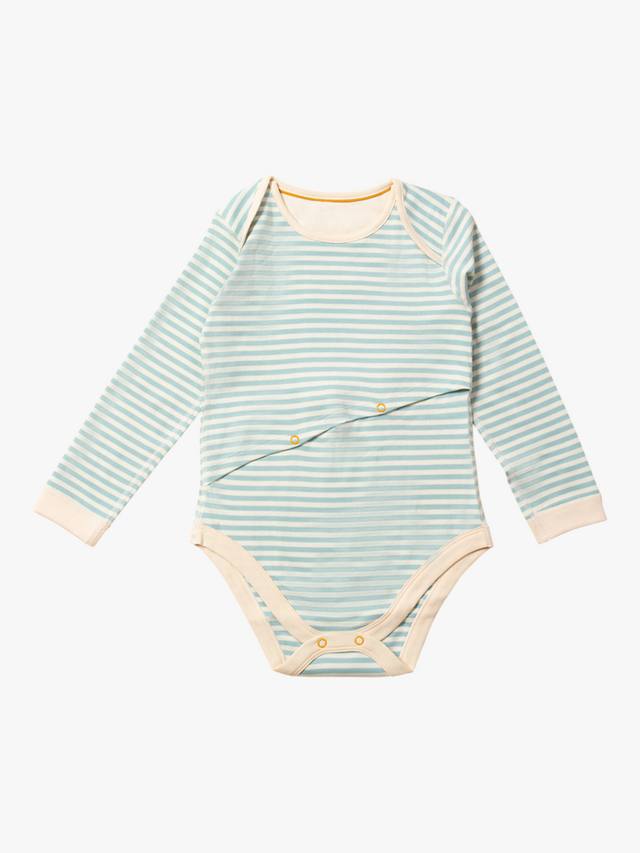 

Адаптивное боди для легкого кормления ребенка в полоску Little Green Radicals, цвет Powder Blue