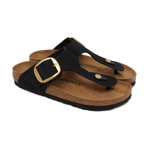 Кожаные шлепанцы gizeh с большой пряжкой и лентой Birkenstock, черный — фото 2