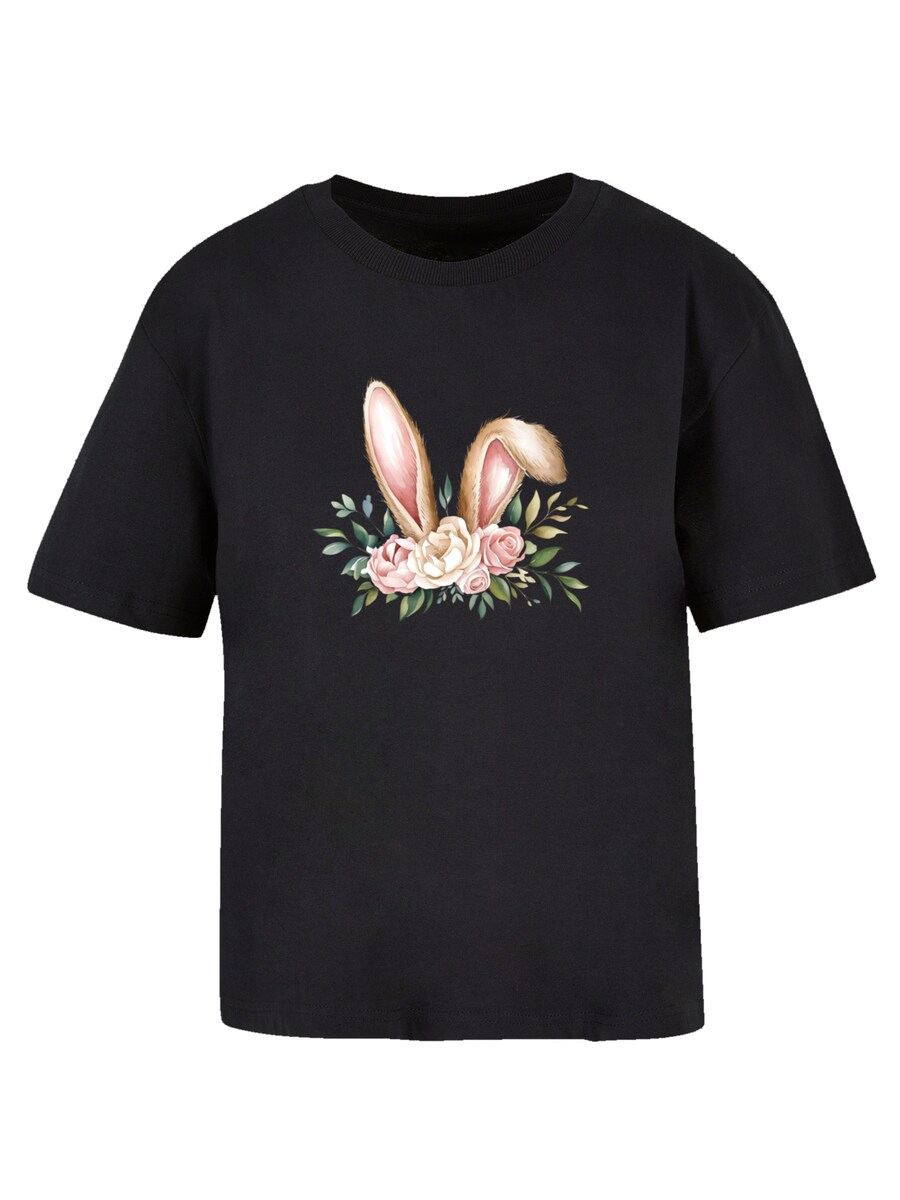 

Рубашка F4NT4STIC Blumen Osterhasen Ohren Dekor, черный