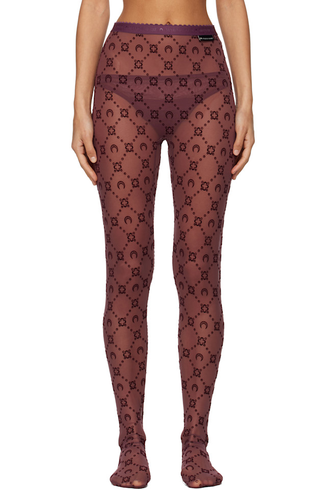 

Marine Serre Бордовые сетчатые колготки с лунным рисунком