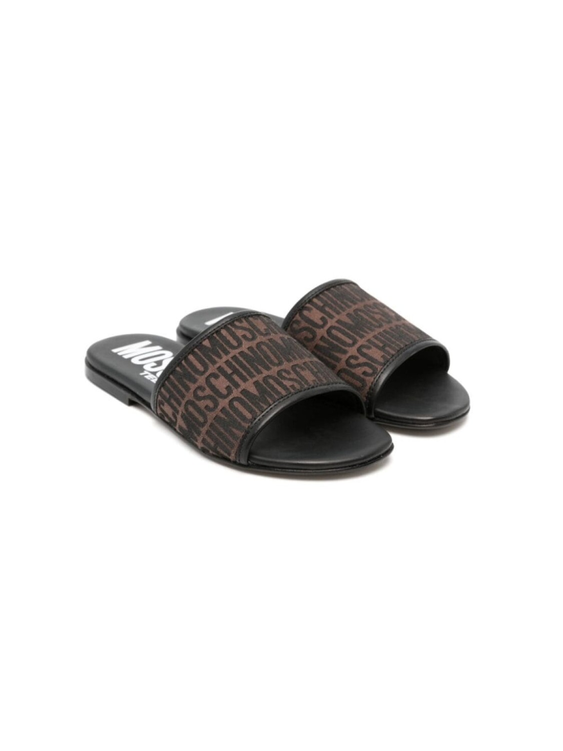 

Moschino Kids жаккардовые шлепанцы с монограммой, коричневый