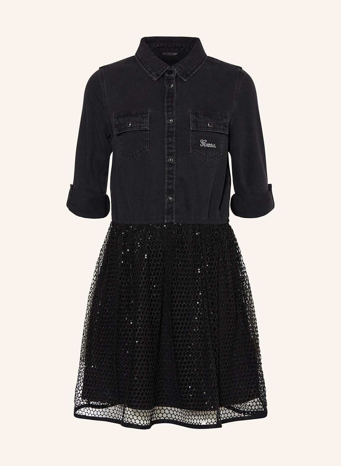 

Платье из микса материала с пайетками Guess, черный