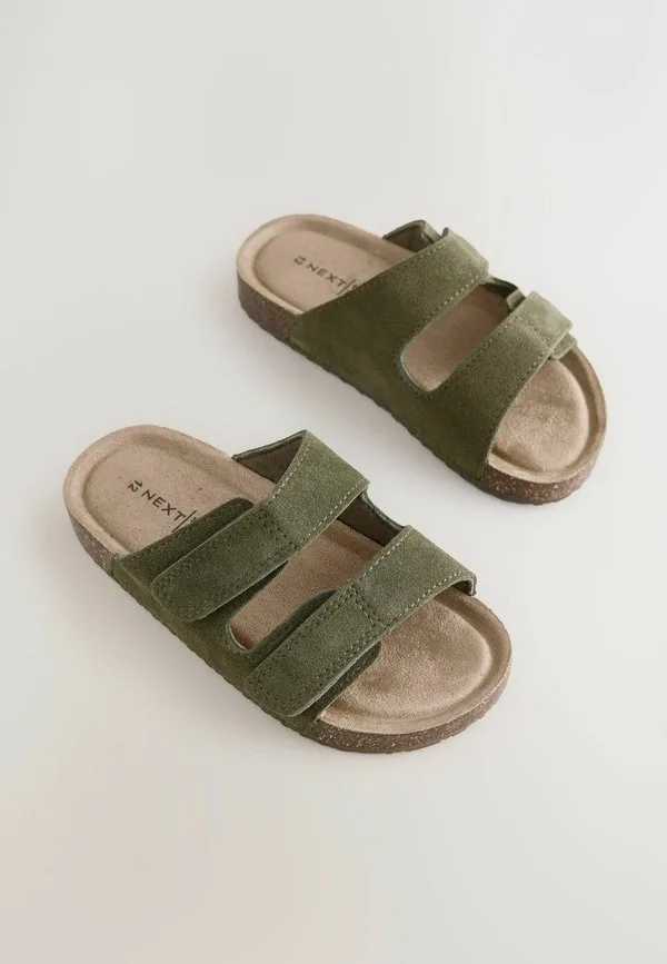 Сандалии-Шлепанцы с пробковой подошвой стандартного кроя. мюли Next, Khaki Suede — фото 2