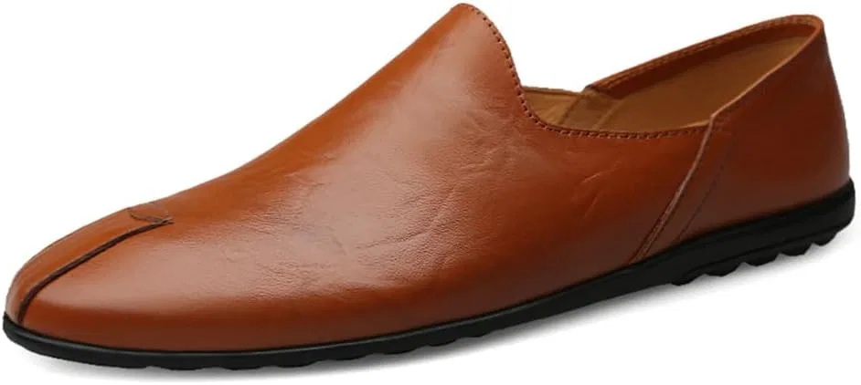 Мокасины кожаные мужские Penny Loafers Moccasin Driving Shoes, красно-коричневый Abborora — фото 2