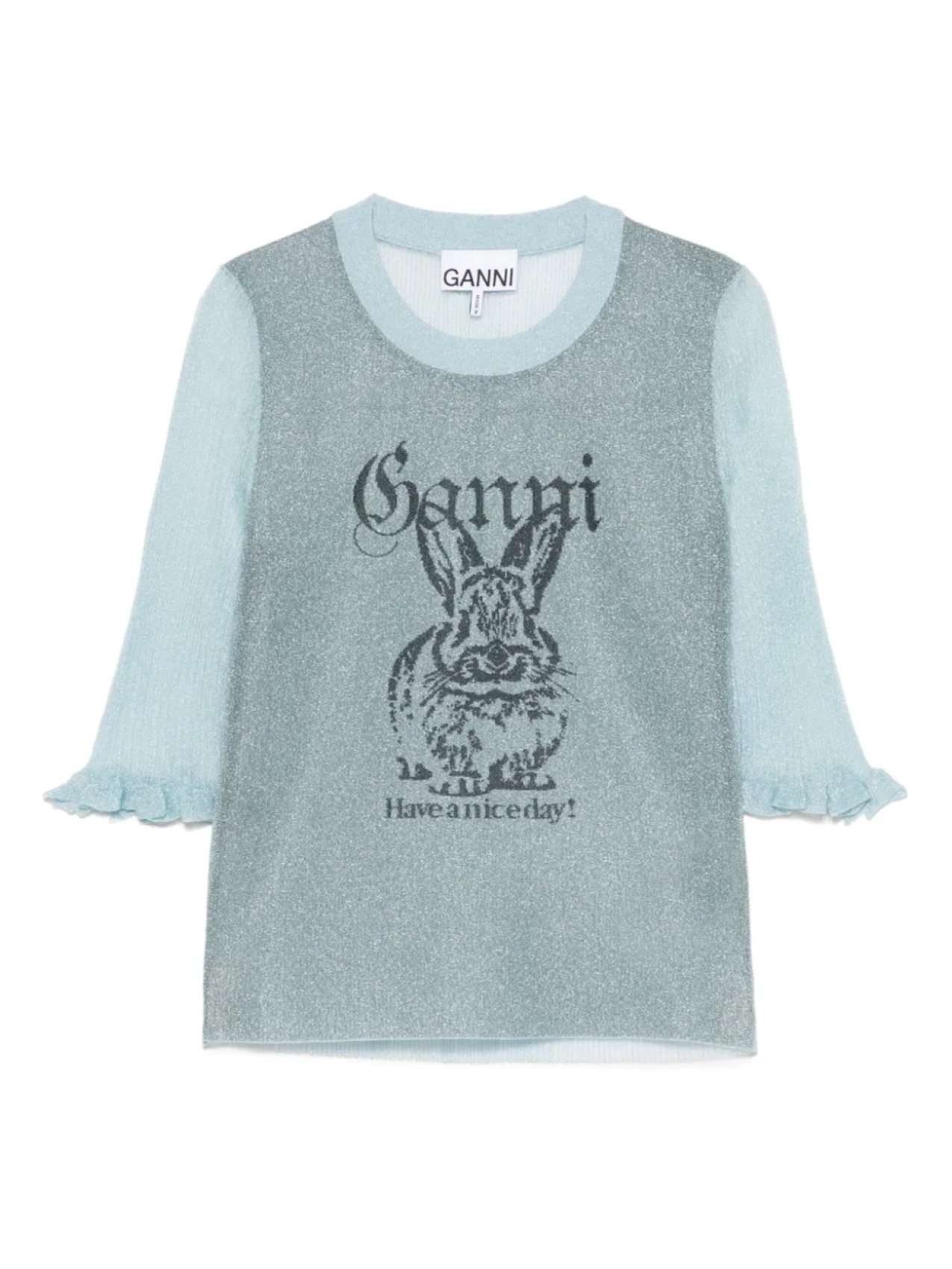 

Футболка GANNI Bunny-detail top, синий