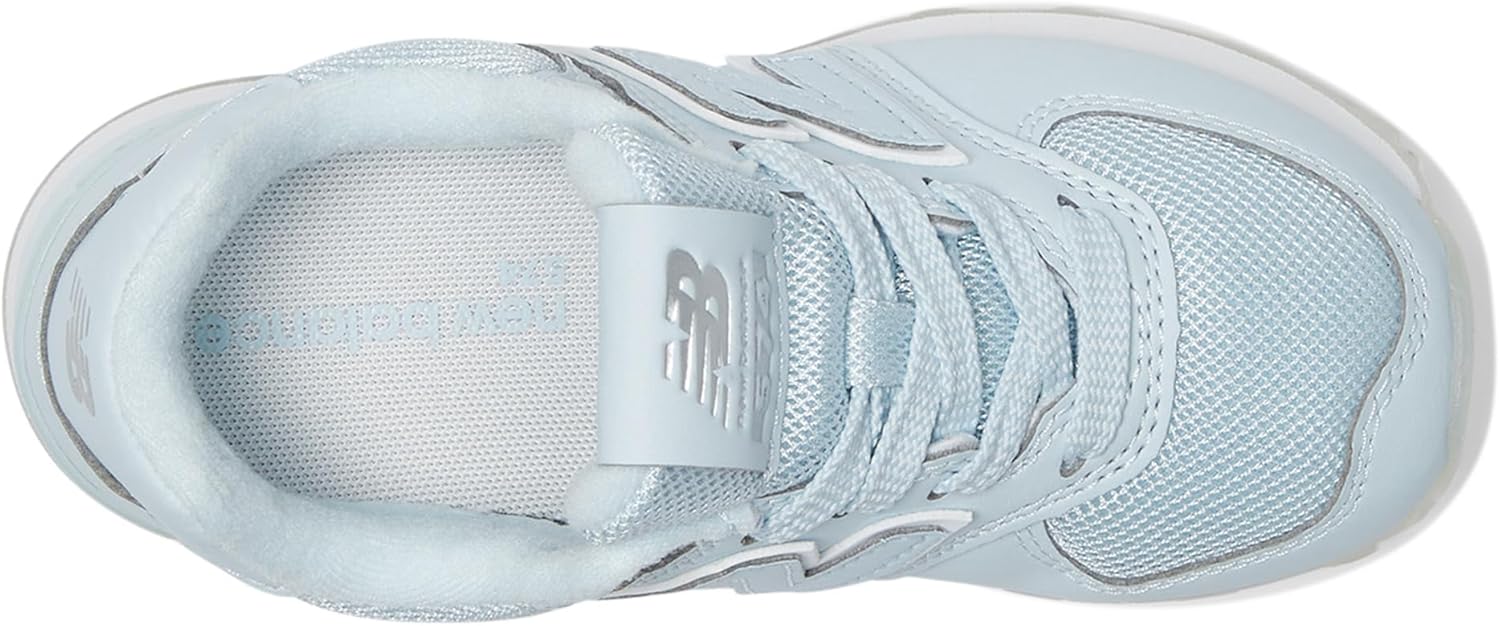 Кроссовки New Balance Kids' 574 V1 на шнуровке, Frosted Glass/Silver Metalic — фото 2
