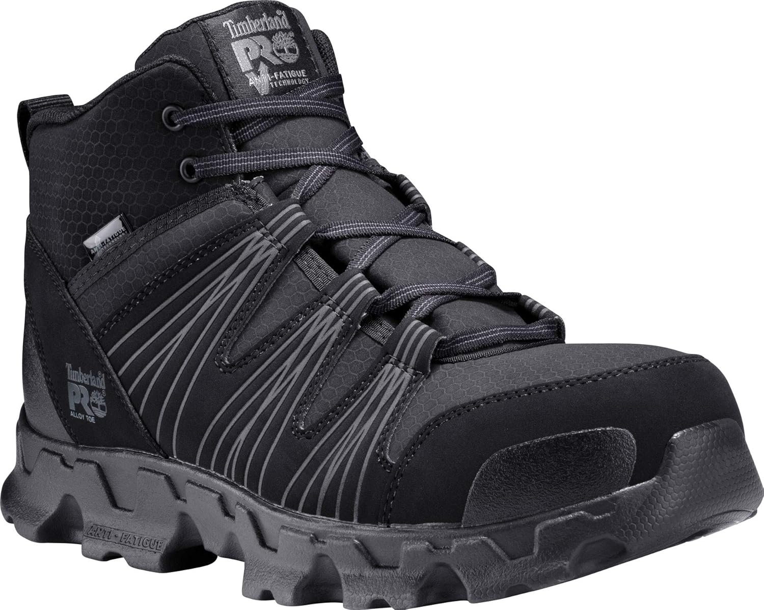 Timberland PRO мужские ботинки Powertrain Mid Alloy Toe ESD для промышленного туризма, Black Synthetic V1 — фото 2