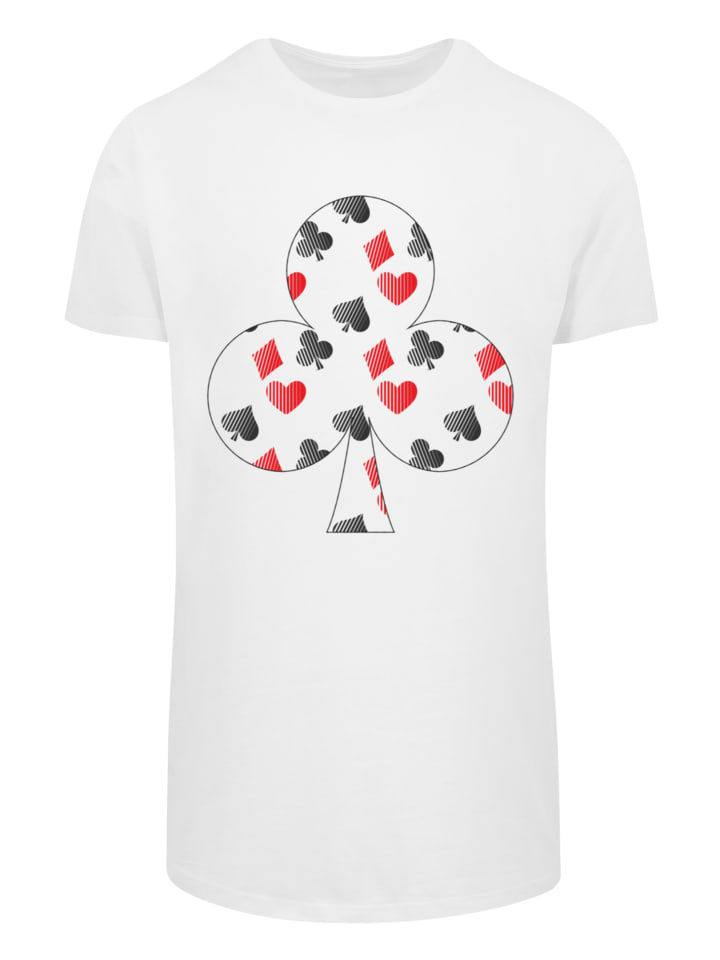 

F4NT4STIC Футболка с длинными рукавами, игральные карты, трефы, червы, бубны, пики, покер в белом цвете