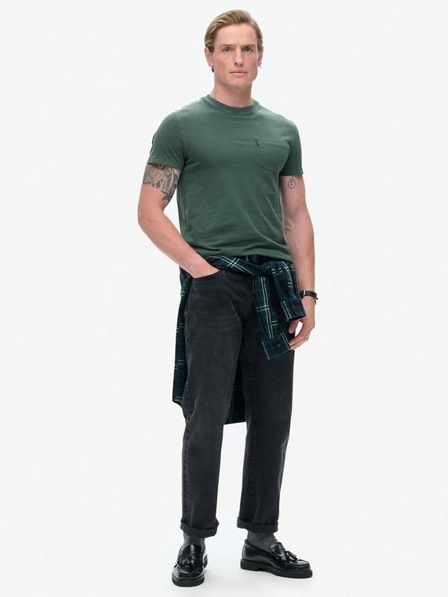 Незаменимая застиранная футболка с карманом Superdry, цвет Washed Forest Green — фото 3
