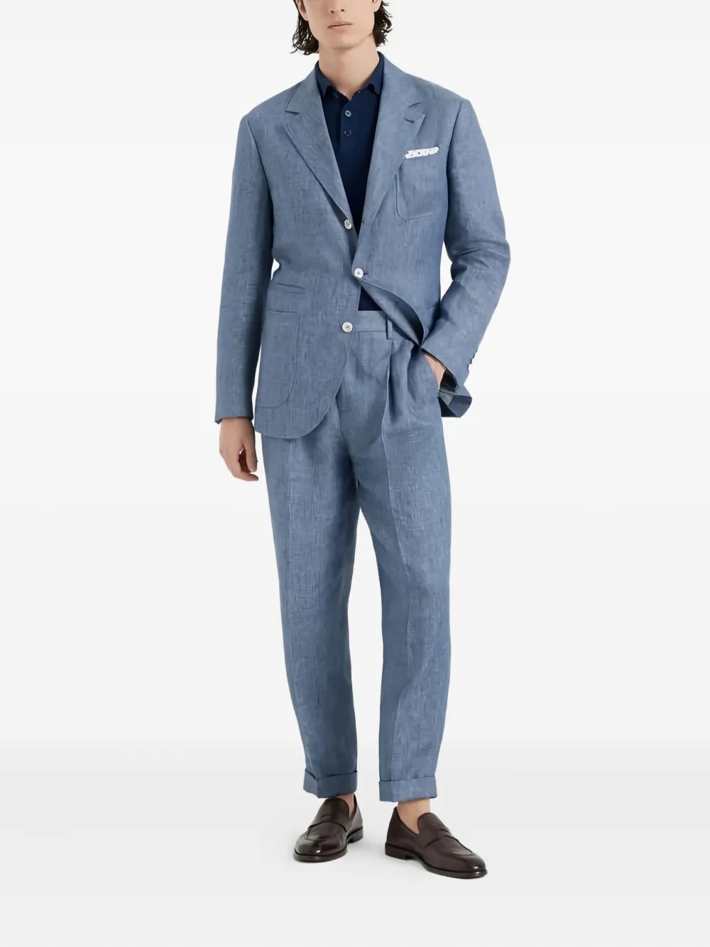 

Льняной костюм Brunello Cucinelli, синий