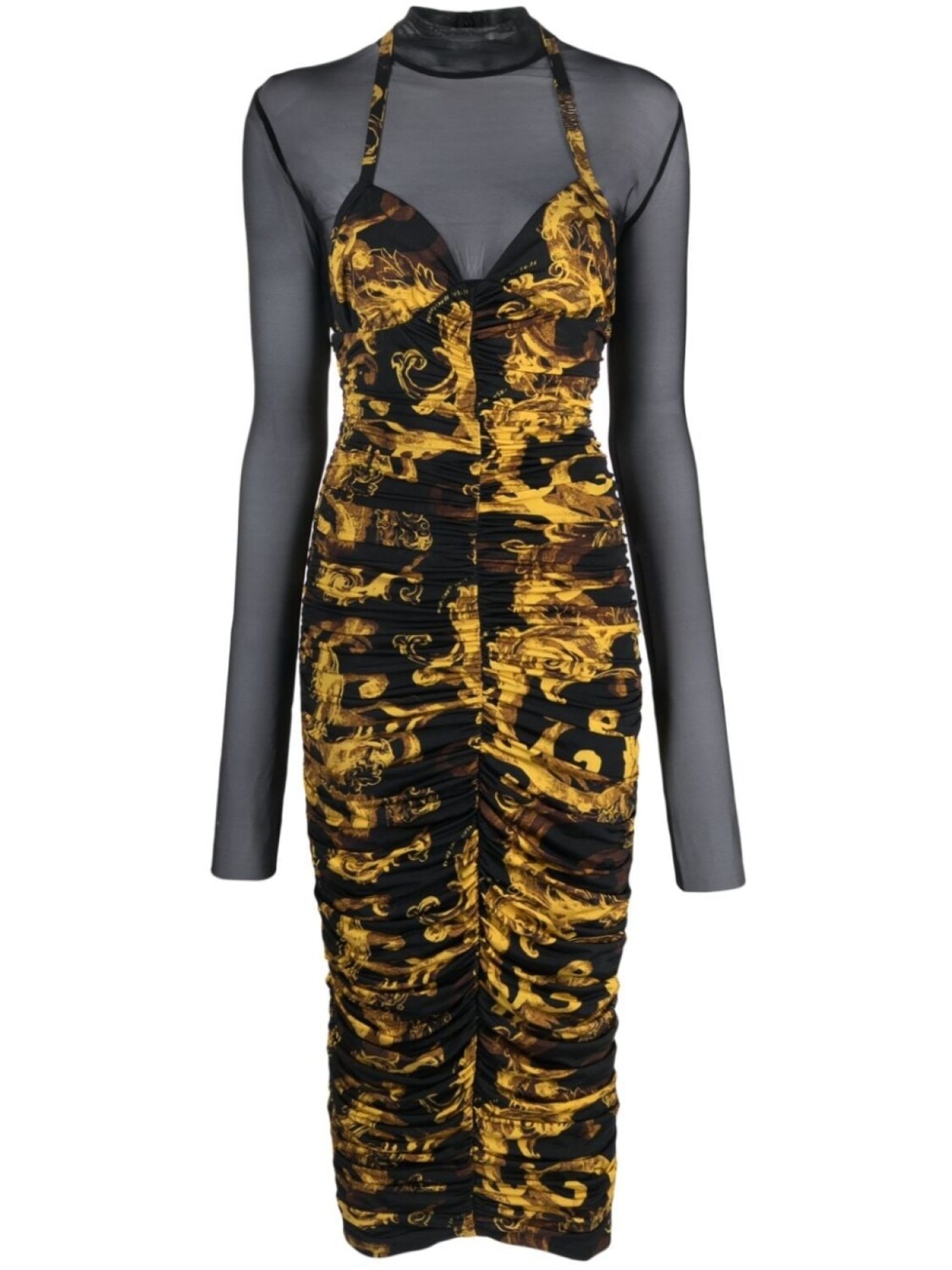 

Versace Jeans Couture платье миди с принтом Barocco и сборками, черный