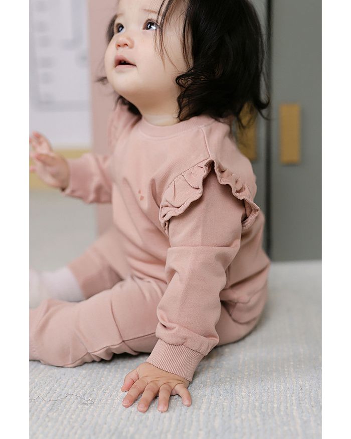 Унисекс худи с рюшами из френч-терри - Baby Pehr, розовый — фото 3