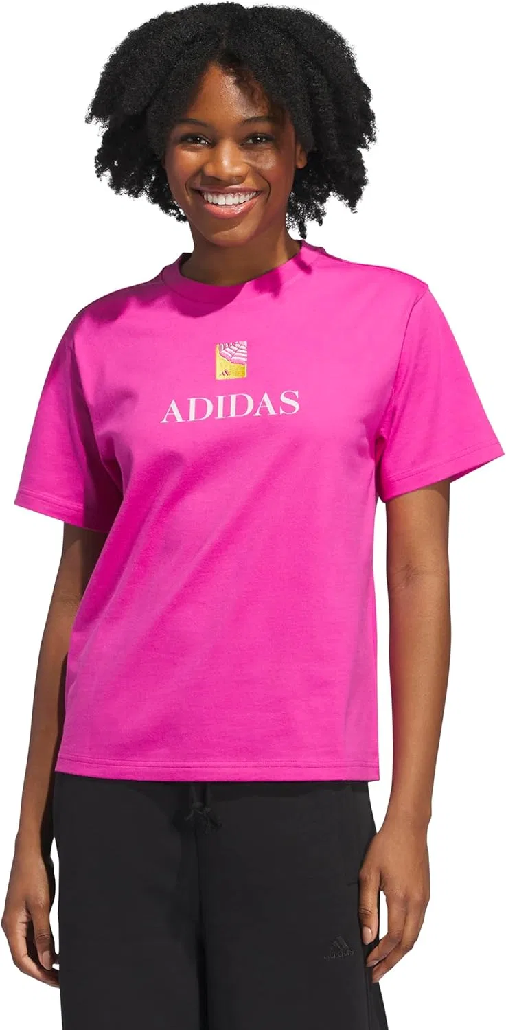 Футболка женская adidas, цвет Semi Lucid Fuchsia — фото 2