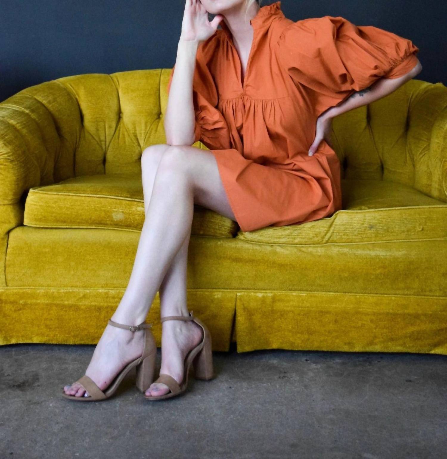 

Платье из поплина с высоким воротом цвета Burnt Orange Never a Wallflower, оранжевый