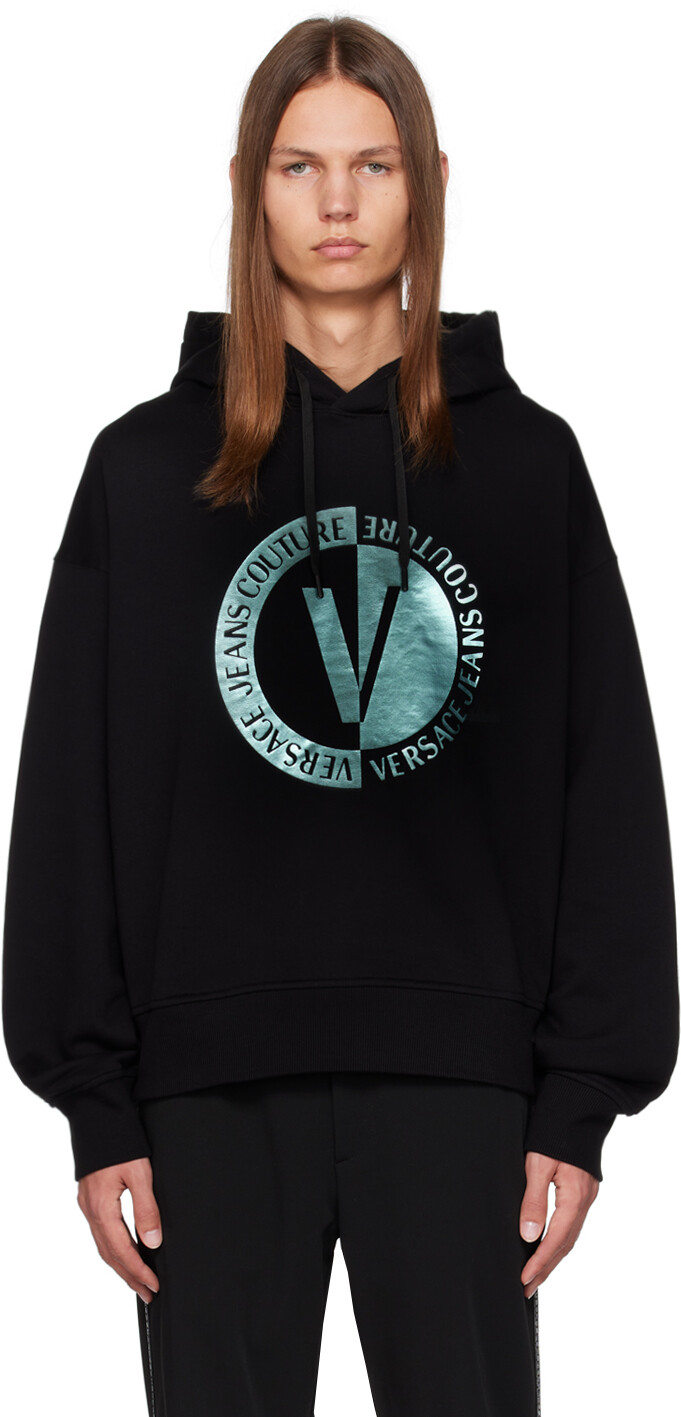 

Черный худи с V-образной эмблемой Versace Jeans Couture