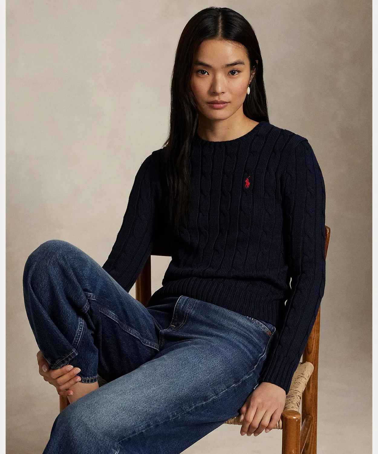 Свитер с косами хлопковый Polo Ralph Lauren, синий