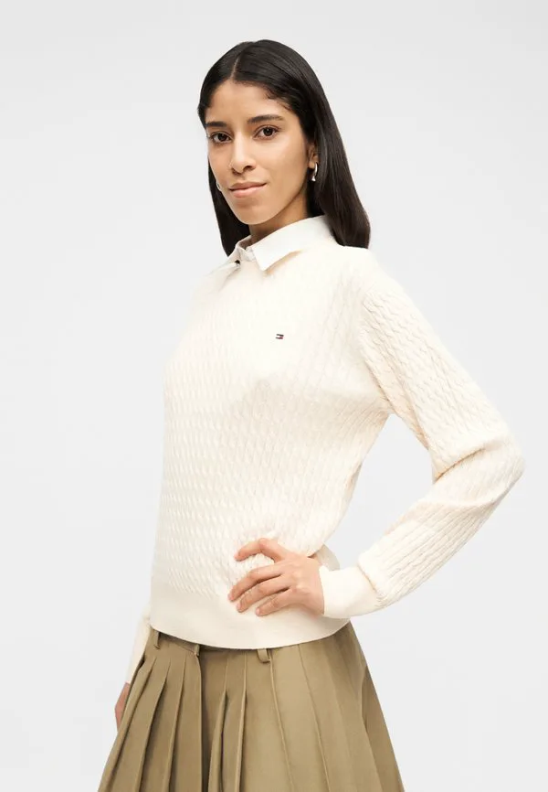 Свитер с круглым вырезом и косами Tommy Hilfiger, Heather Ivory Petal — фото 4