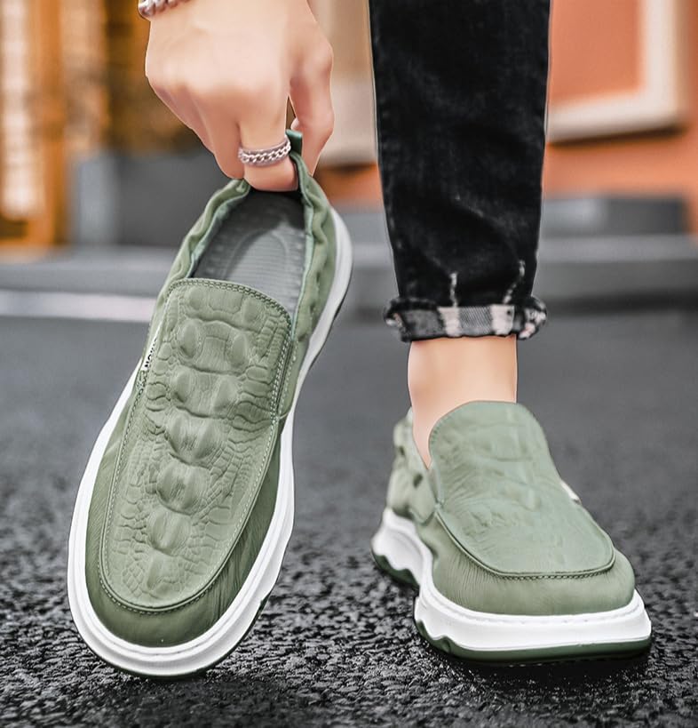 Мужские лоферы Relaxed-Fit Slip-On, брезентовые лоферы с поддержкой свода стопы, тапочки для прогулок на улице Soft Time Toy, зеленый — фото 4