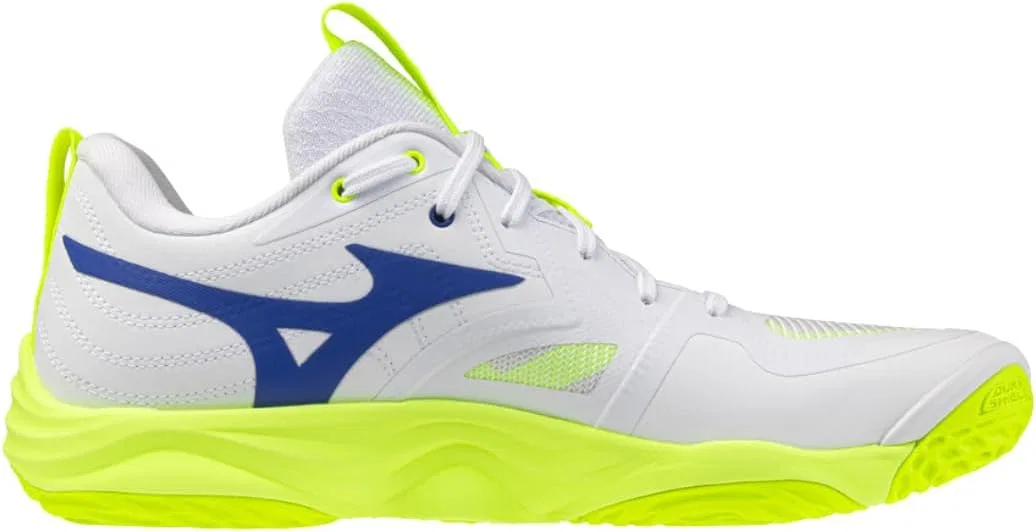 Волейбольные кроссовки Mizuno Wave Momentum Elite, белые, синие, желтые, флуоресцентные — фото 2