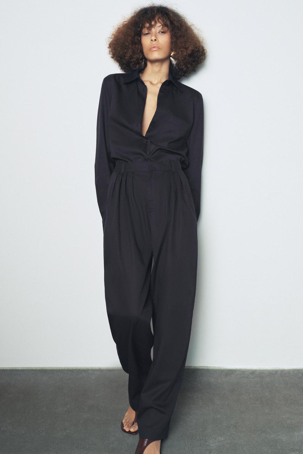 

Заштопанные брюки ZARA, цвет Dark anthracite