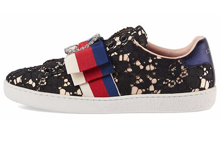Кеды женские Gucci с кружевом, черный / белый