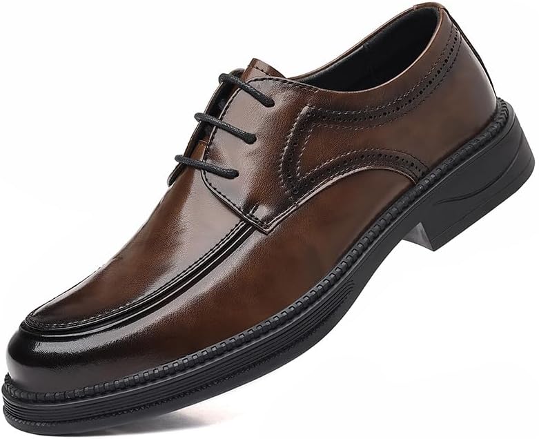 

Мужские классические кожаные туфли Santimon с шнуровкой Оксфорд, удобные стильные деловые туфли в повседневном стиле с носком-мокасином, коричневый