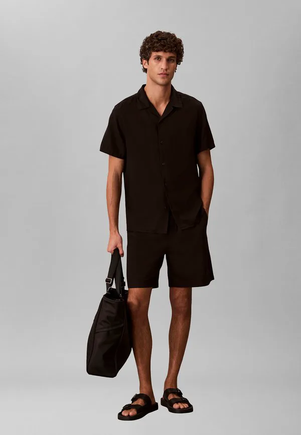 Рубашка с отложным воротником, однотонная, классная Calvin Klein, Black — фото 2