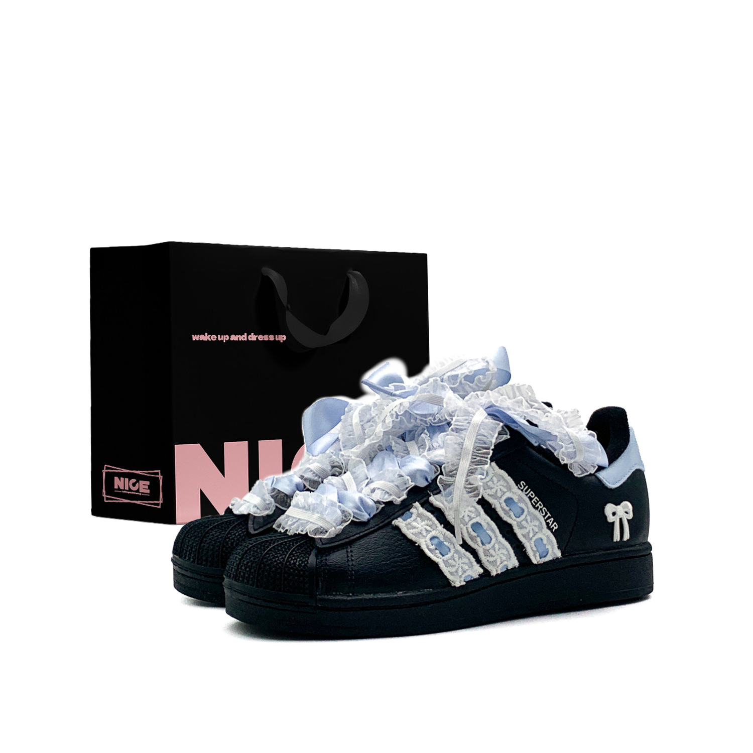 

Adidas Originals Superstar 2 Blue Lolita устойчивые к истиранию низкие детские скейтбординг кроссовки Blue White для подростков