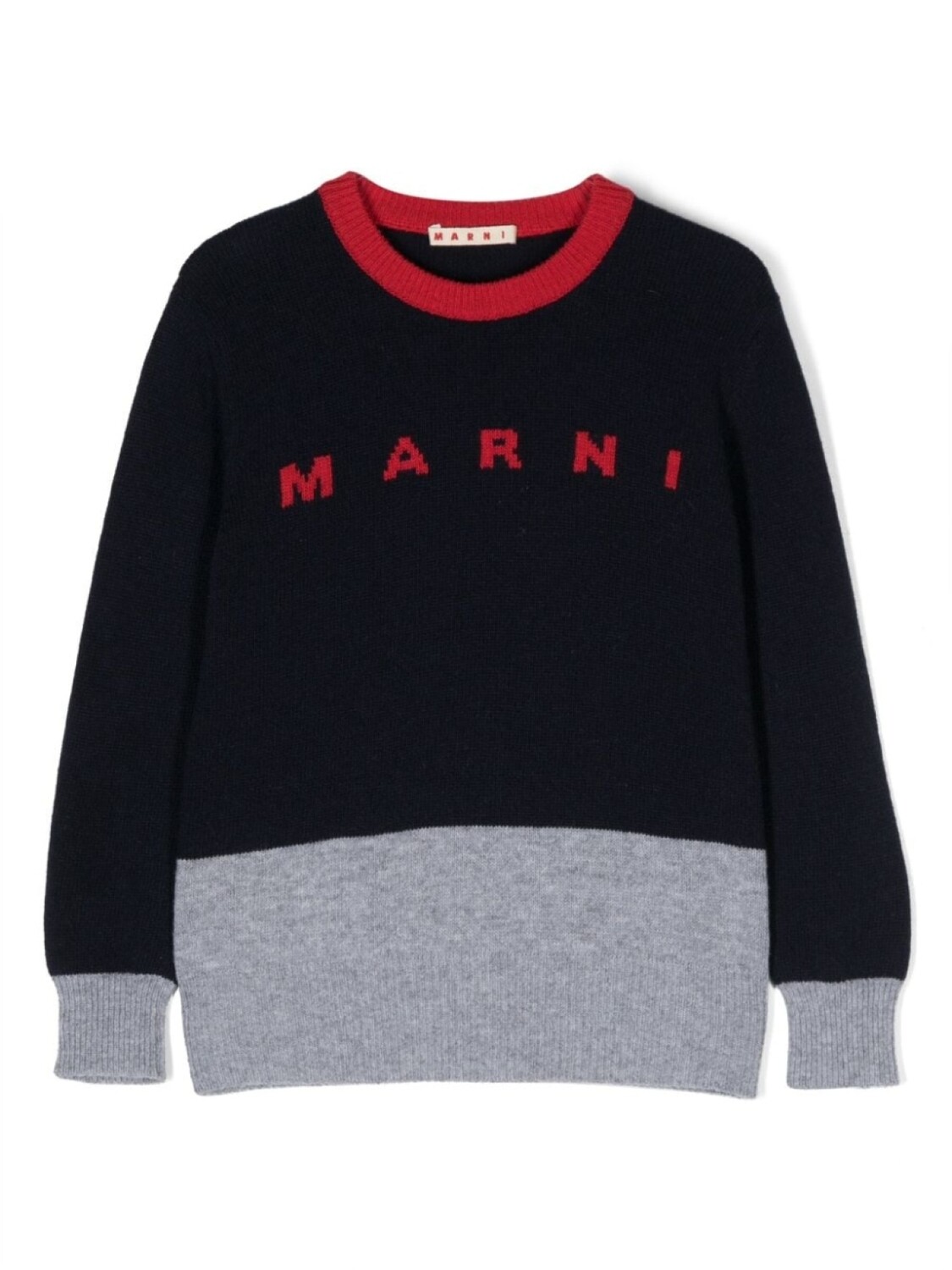 

Marni джемпер вязки интарсия с логотипом, синий