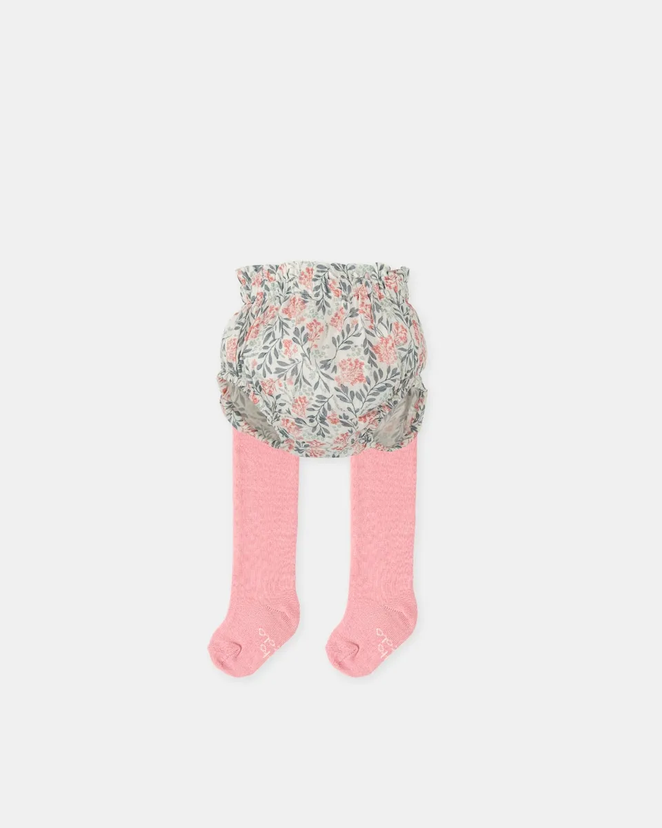 

Детский комплект серые цветочные шаровары с колготками Tutto Piccolo