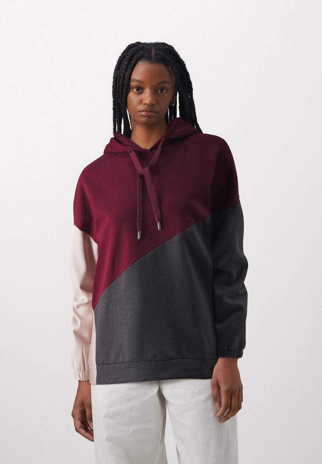 

Толстовка Onlbella String Hood ONLY, цвет cabernet/dark grey melange/rose smoke