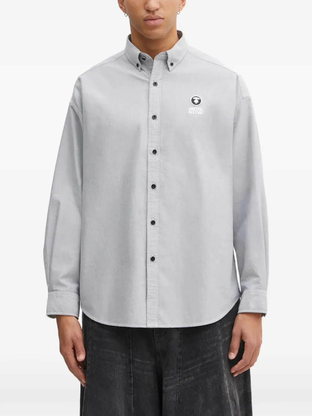 

Рубашка с застежкой на пуговицы и логотипом AAPE BY *A BATHING APE, серый