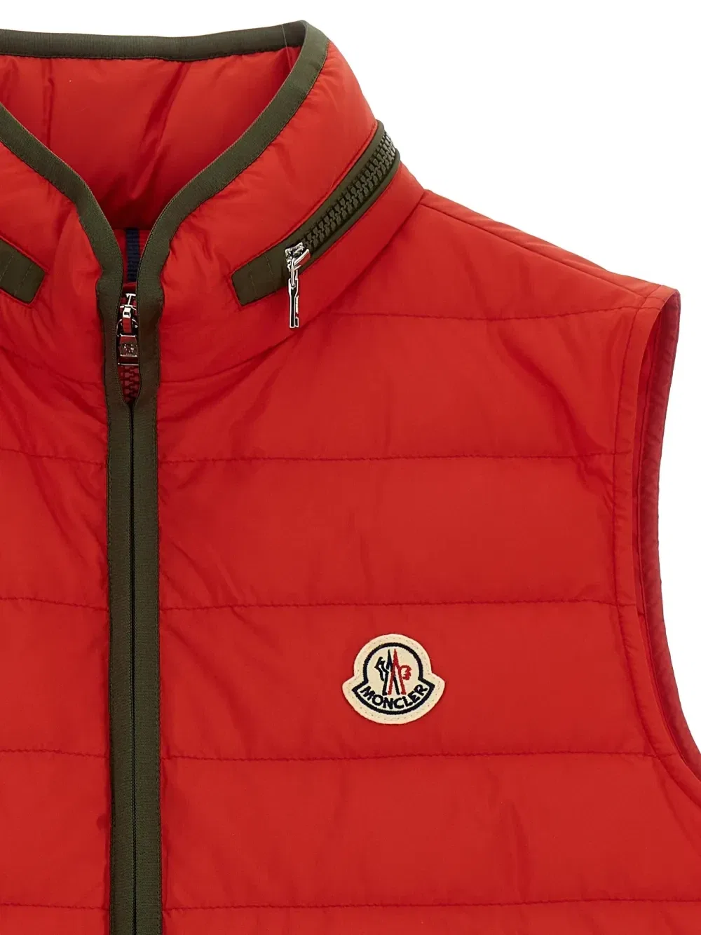 Стеганый жилет с капюшоном Moncler Enfant, красный — фото 4