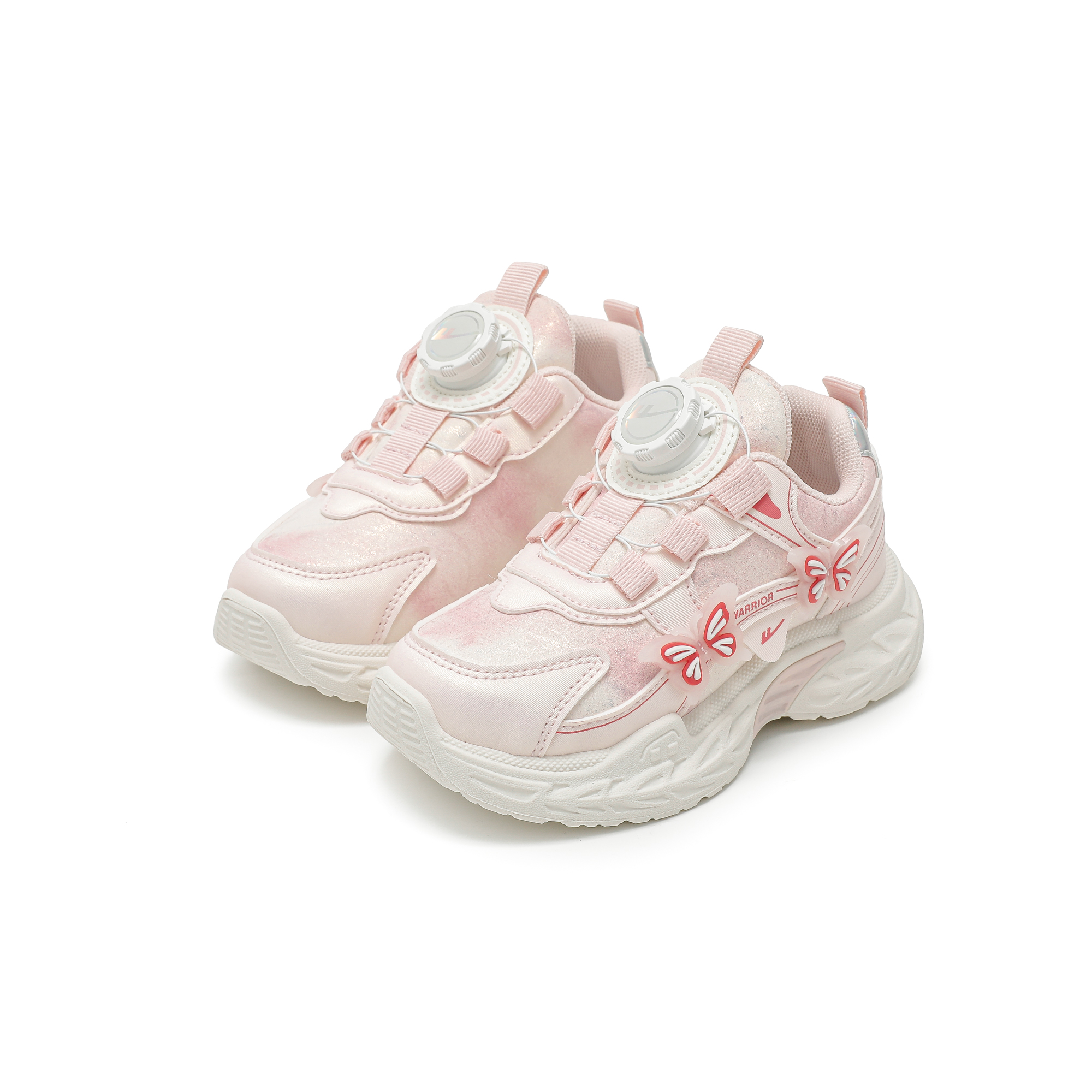 Детские кроссовки для девочек Cushioning Abrasion Resistant Waterproof Low top WARRIOR, черный/розовый — фото 4