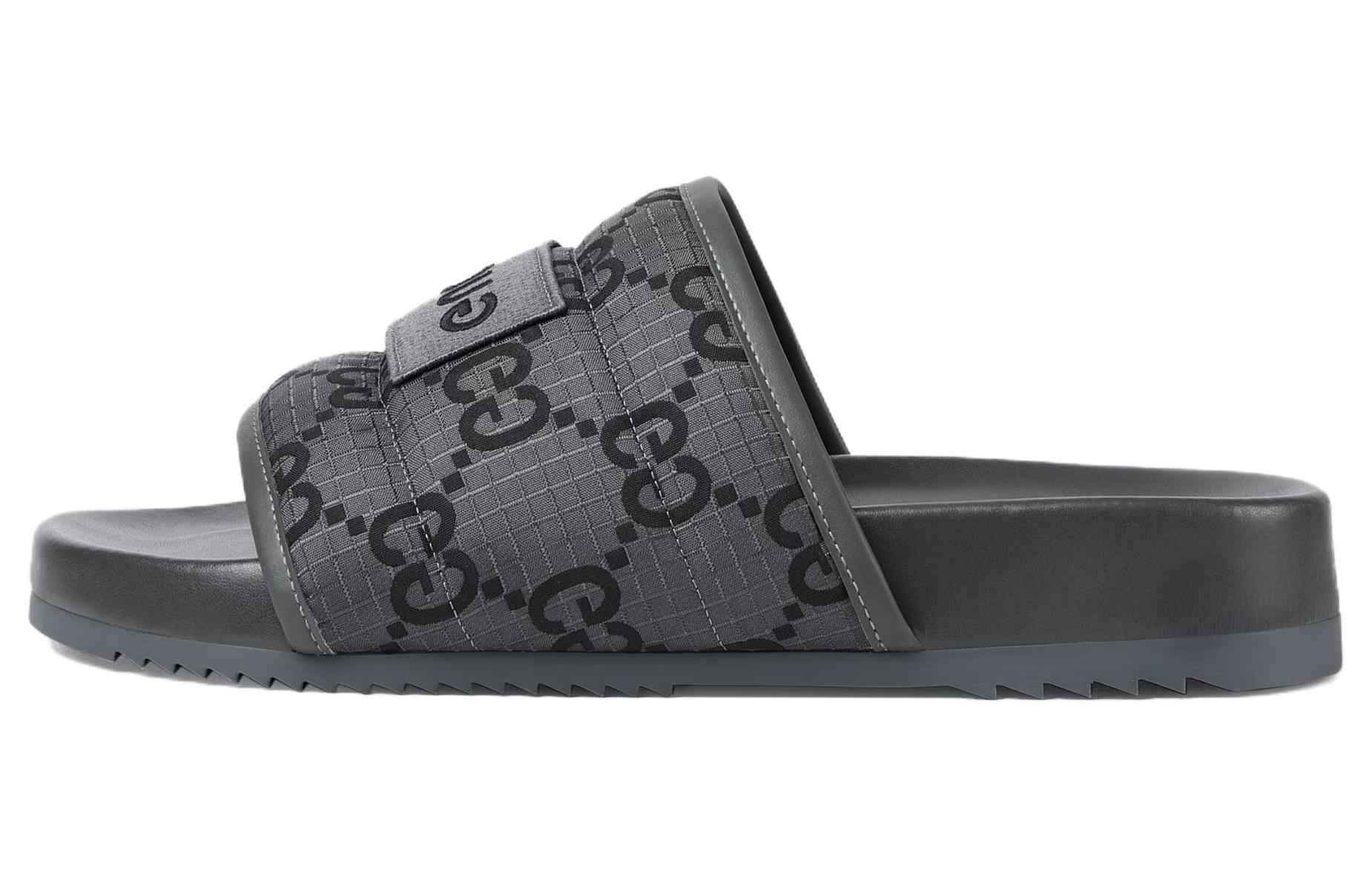 

Сандалии Gg Slide 'GG Monogram Grey Black' GUCCI, серо-черные