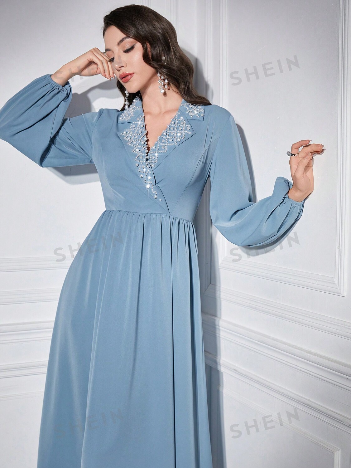 

Платье женское Shein Modely прямого кроя, синий