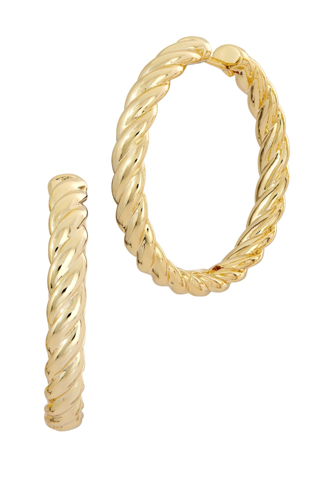 

1,5-дюймовые итальянские серьги-кольца с покрытием из 18-каратного золота Savvy Cie Jewels, желтый