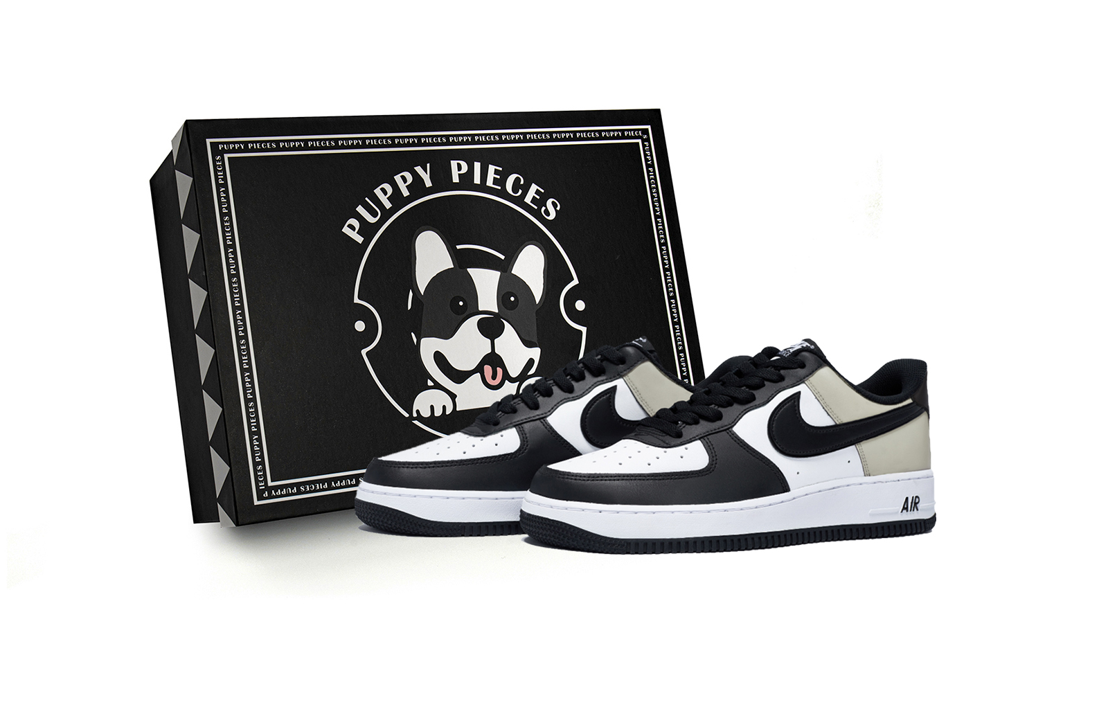 

Nike Кроссовки Air Force 1 Puppy Fragment, Special Shoe Box, низкие, мужские, для скейтбординга, белые, бежевые