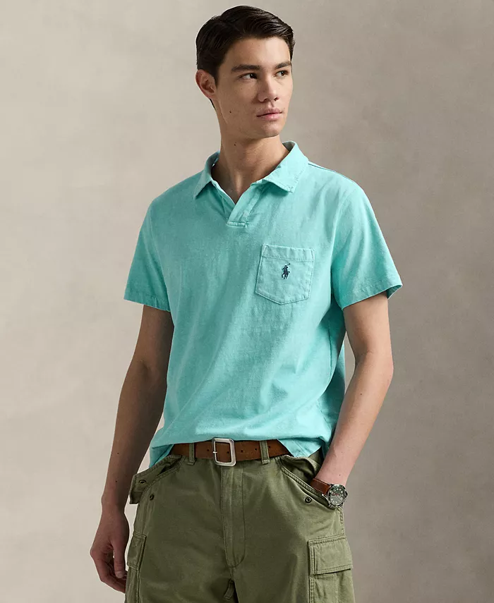 

Мужская классическая хлопково-льняная поло-рубашка из джерси Polo Ralph Lauren, синий