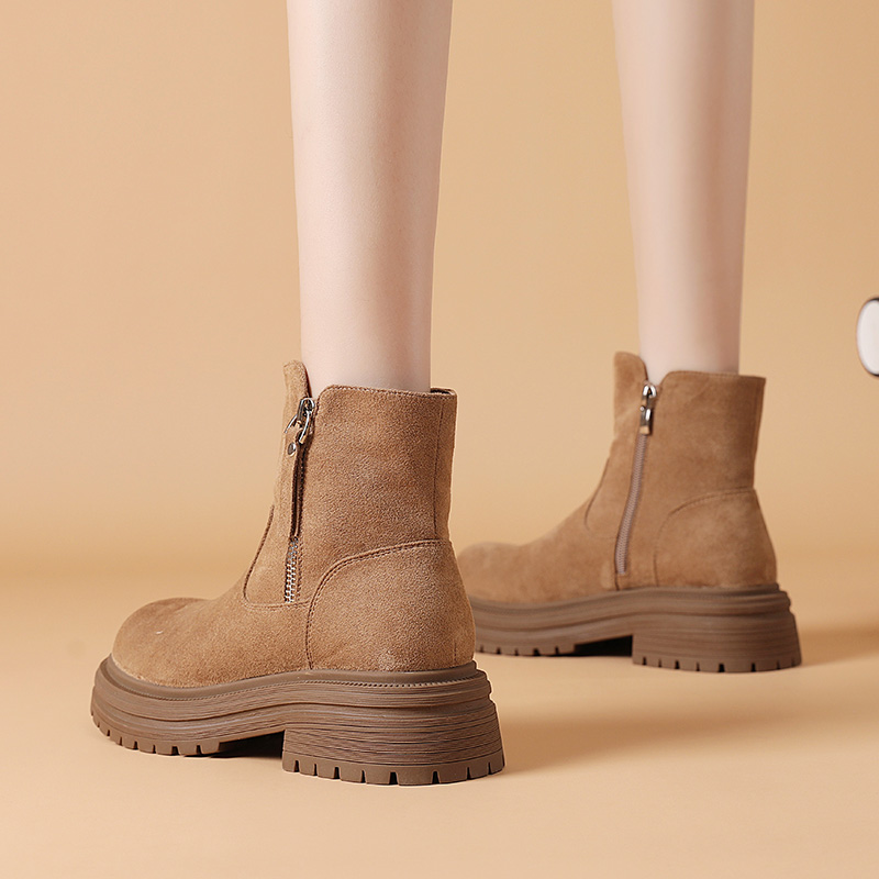 Devanro Женские полусапожки на каблуке 5 см цвета хаки, цвет Khaki — фото 4