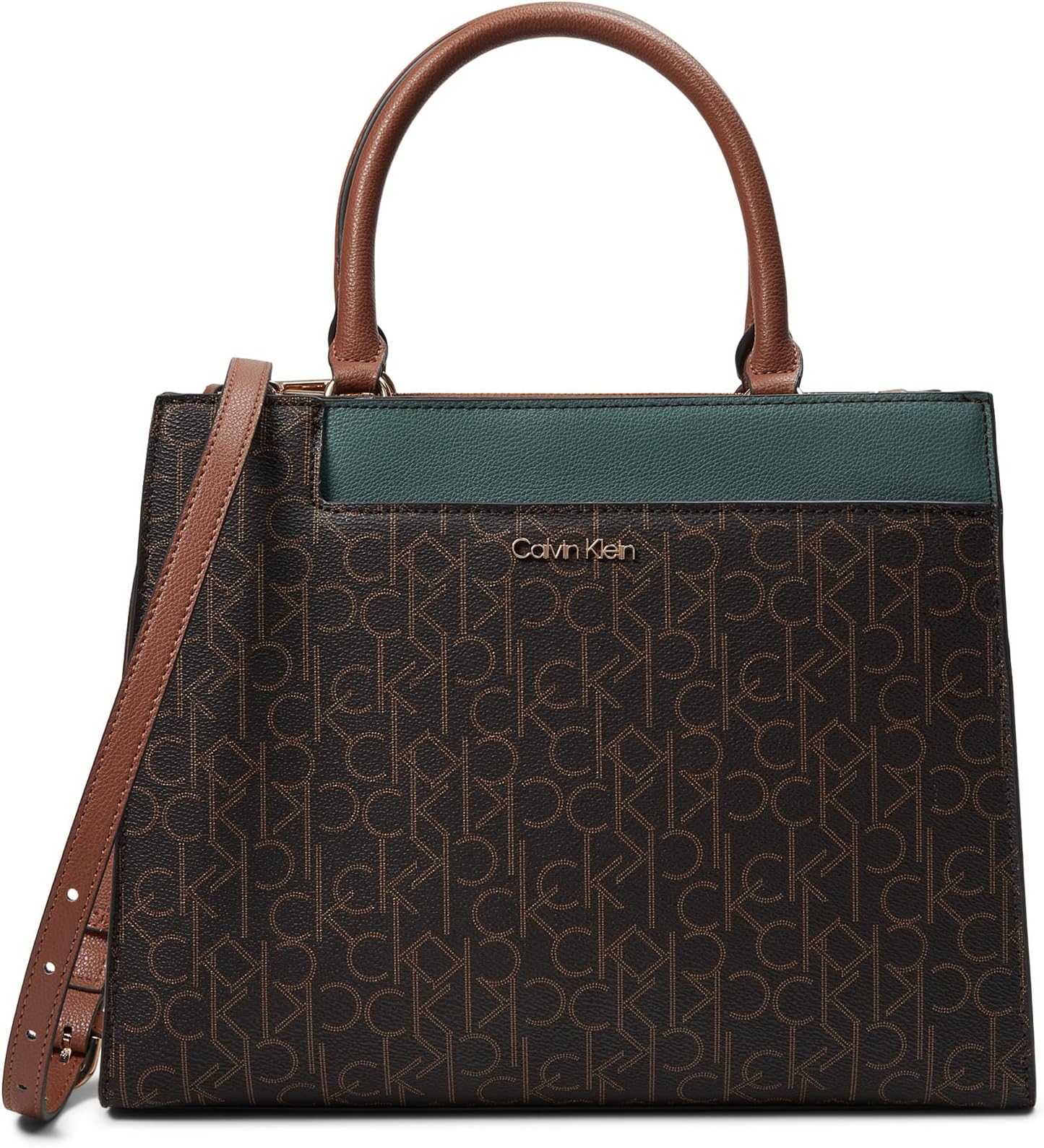 

Сумка Calvin Klein Edie Signature Satchel, цвет Brown/Khaki/White/Caramel/Sage