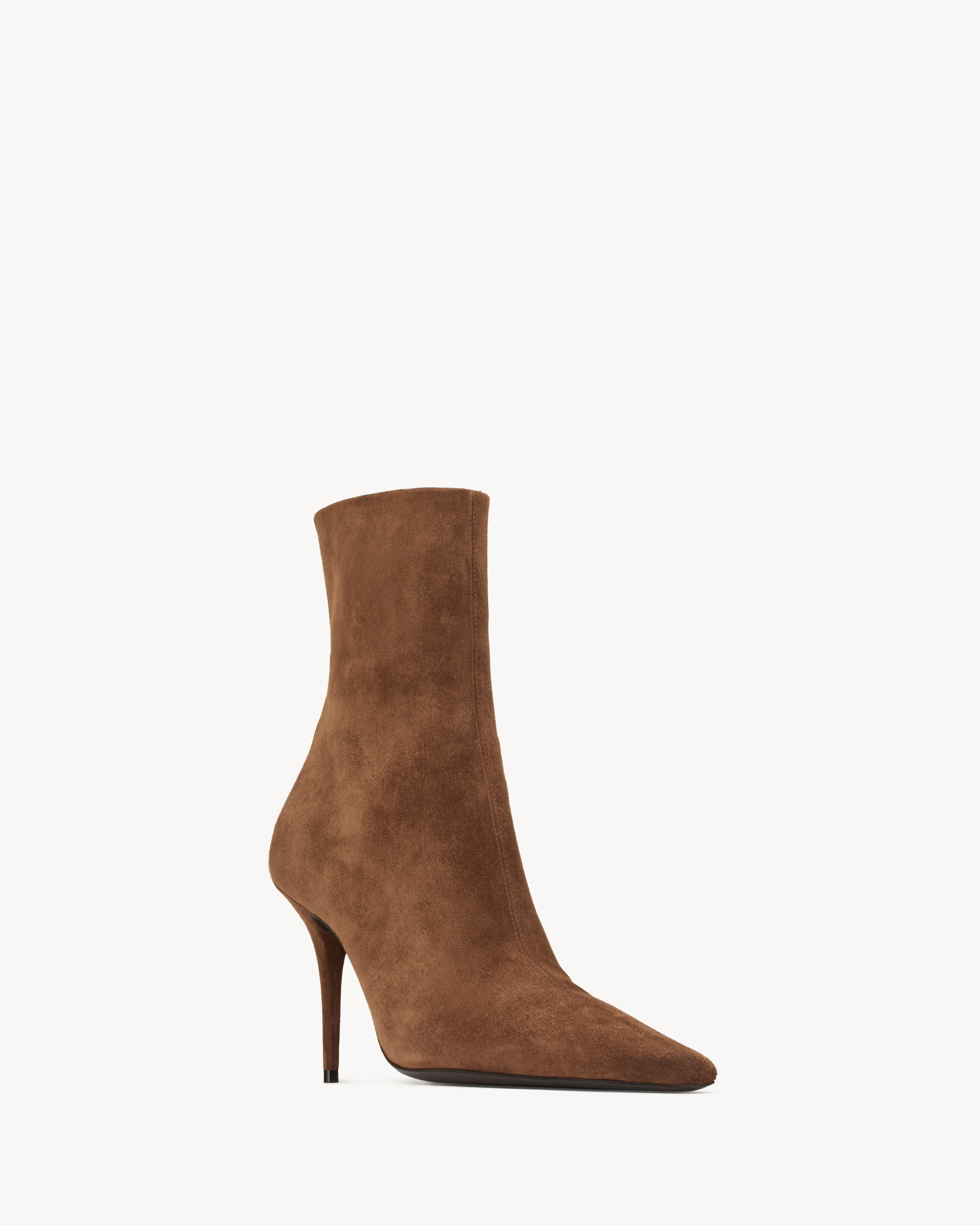 Ботильоны ASHLEY из замши Saint Laurent, коричневый — фото 4